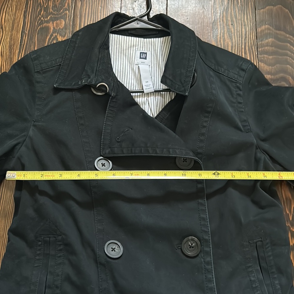 Black Gap Collared Button Up Cotton Raincoat Pea … - image 7